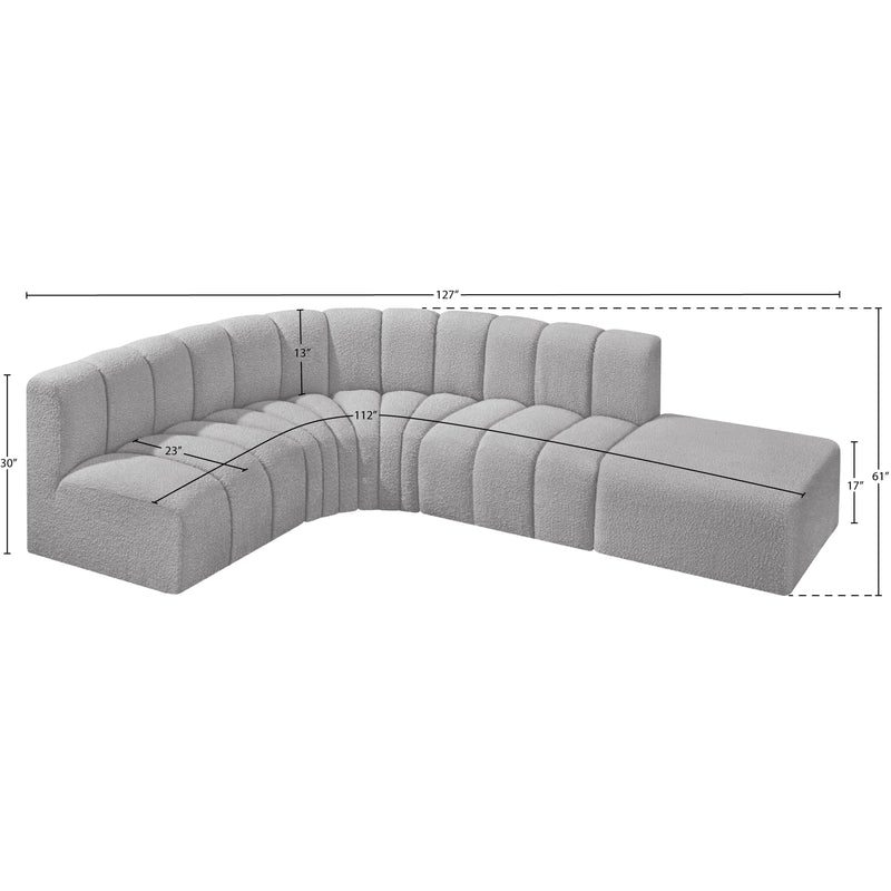Meridian Arc Grey Boucle Fabric 5 pc Modular Sectional IMAGE 7