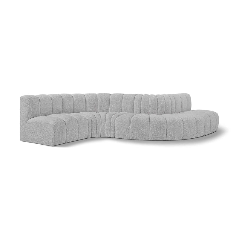 Meridian Arc Grey Boucle Fabric 6 pc Modular Sectional IMAGE 1