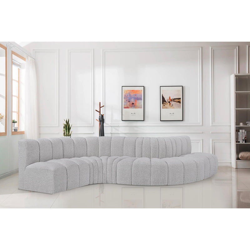 Meridian Arc Grey Boucle Fabric 6 pc Modular Sectional IMAGE 2