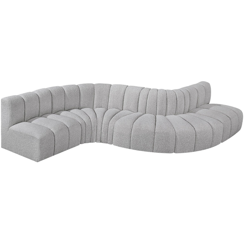 Meridian Arc Grey Boucle Fabric 6 pc Modular Sectional IMAGE 4