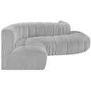 Meridian Arc Grey Boucle Fabric 6 pc Modular Sectional IMAGE 5