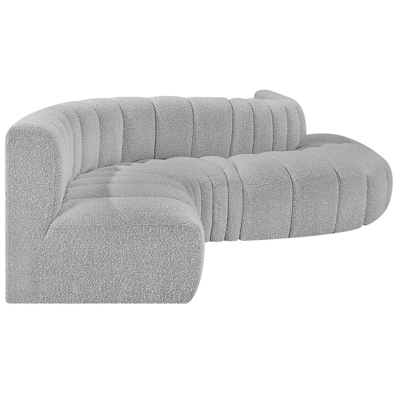 Meridian Arc Grey Boucle Fabric 6 pc Modular Sectional IMAGE 5