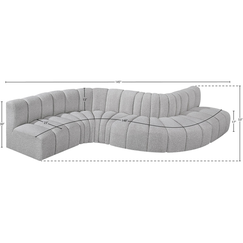 Meridian Arc Grey Boucle Fabric 6 pc Modular Sectional IMAGE 7
