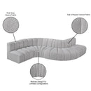 Meridian Arc Grey Boucle Fabric 6 pc Modular Sectional IMAGE 8
