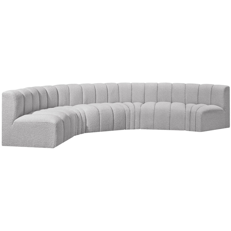 Meridian Arc Grey Boucle Fabric 6 pc Modular Sectional IMAGE 5