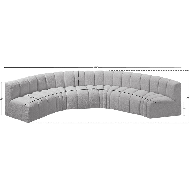 Meridian Arc Grey Boucle Fabric 6 pc Modular Sectional IMAGE 8
