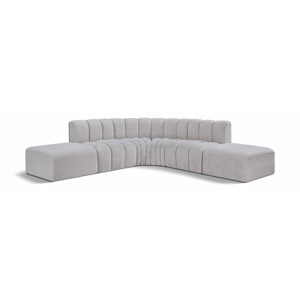 Meridian Arc Grey Boucle Fabric 6 pc Modular Sectional IMAGE 1