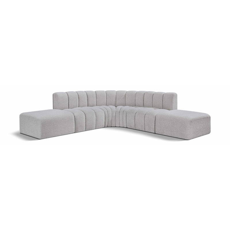Meridian Arc Grey Boucle Fabric 6 pc Modular Sectional IMAGE 1