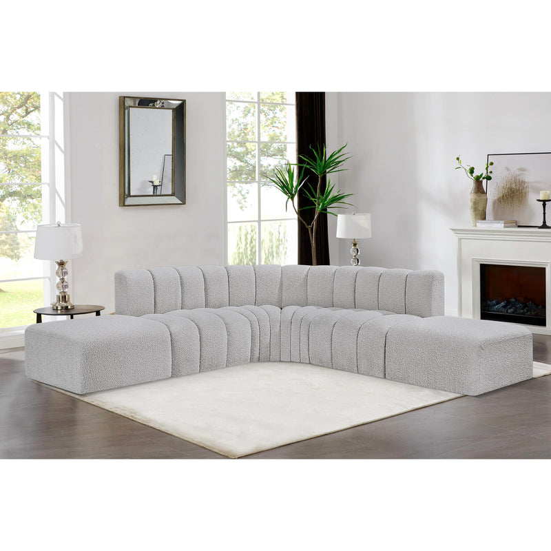 Meridian Arc Grey Boucle Fabric 6 pc Modular Sectional IMAGE 2