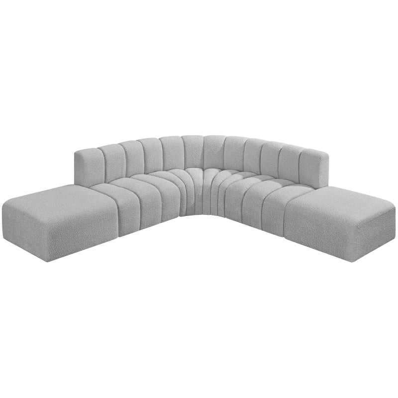 Meridian Arc Grey Boucle Fabric 6 pc Modular Sectional IMAGE 4