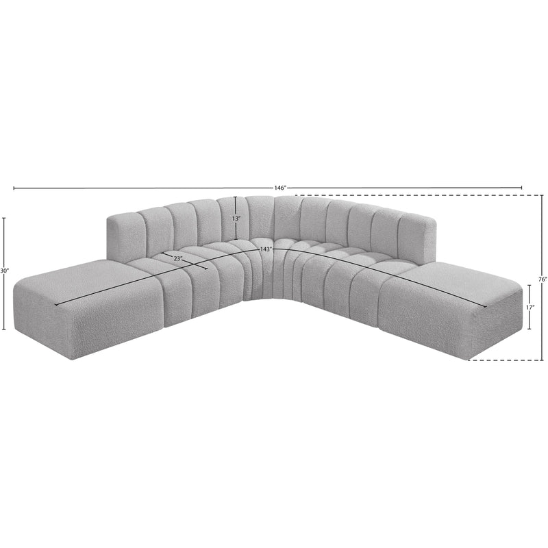 Meridian Arc Grey Boucle Fabric 6 pc Modular Sectional IMAGE 7
