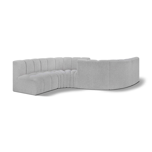 Meridian Arc Grey Boucle Fabric 6 pc Modular Sectional IMAGE 1
