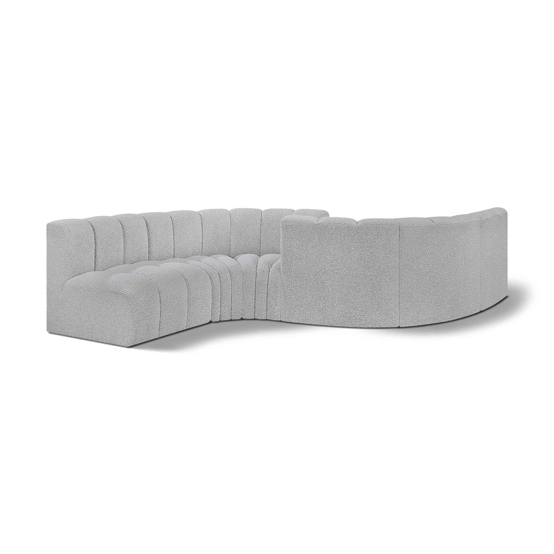 Meridian Arc Grey Boucle Fabric 6 pc Modular Sectional IMAGE 1