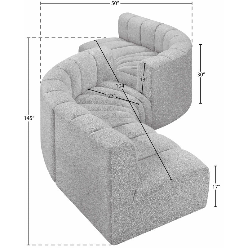 Meridian Arc Grey Boucle Fabric 6 pc Modular Sectional IMAGE 5