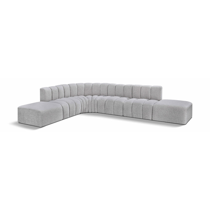 Meridian Arc Grey Boucle Fabric 7 pc Modular Sectional IMAGE 1