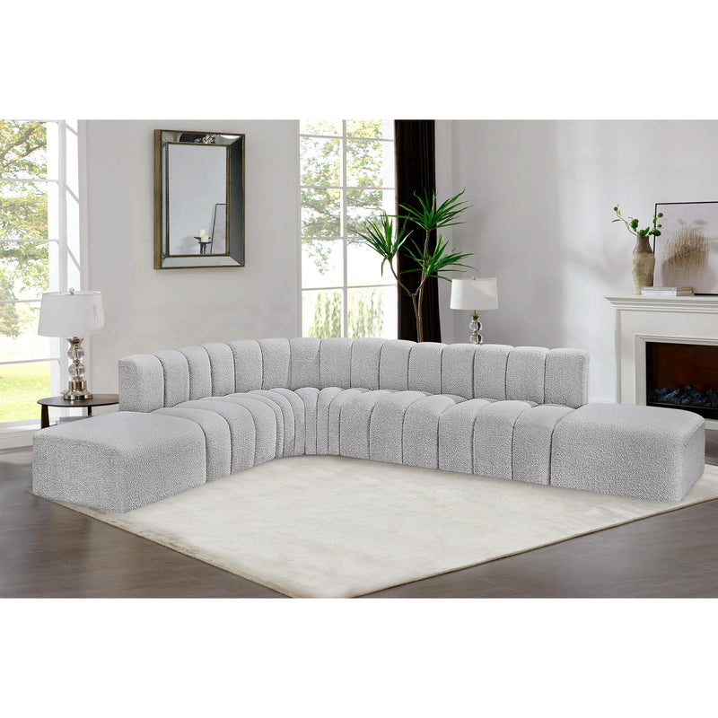 Meridian Arc Grey Boucle Fabric 7 pc Modular Sectional IMAGE 2