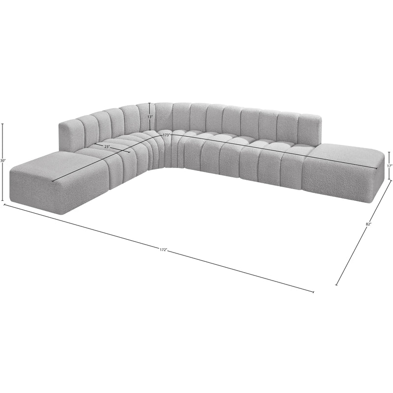 Meridian Arc Grey Boucle Fabric 7 pc Modular Sectional IMAGE 6