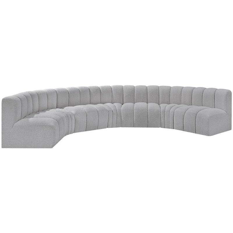Meridian Arc Grey Boucle Fabric 7 pc Modular Sectional IMAGE 4