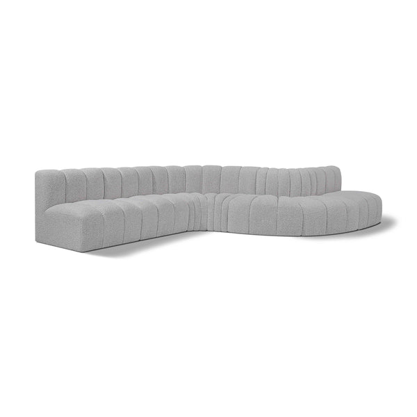 Meridian Arc Grey Boucle Fabric 7 pc Modular Sectional IMAGE 1