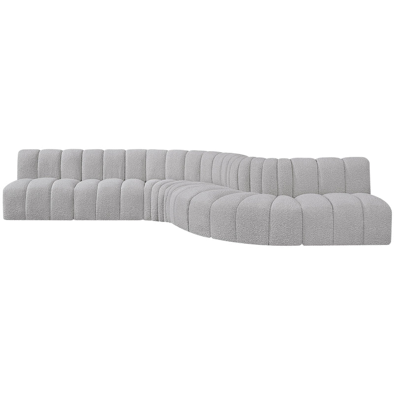Meridian Arc Grey Boucle Fabric 7 pc Modular Sectional IMAGE 4