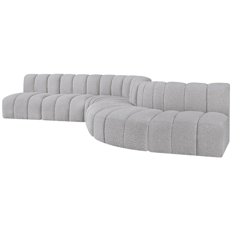 Meridian Arc Grey Boucle Fabric 7 pc Modular Sectional IMAGE 5