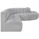 Meridian Arc Grey Boucle Fabric 7 pc Modular Sectional IMAGE 6