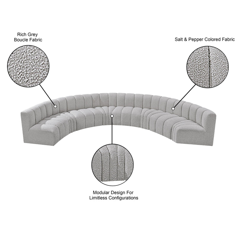 Meridian Arc Grey Boucle Fabric 8 pc Modular Sectional IMAGE 10