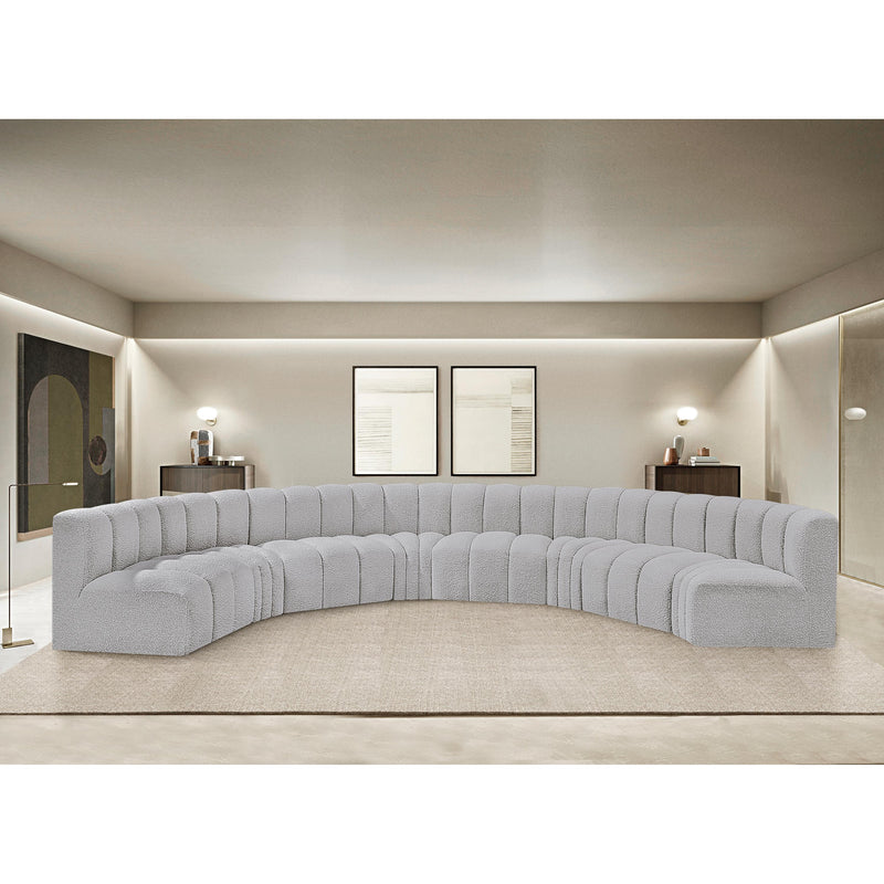 Meridian Arc Grey Boucle Fabric 8 pc Modular Sectional IMAGE 2