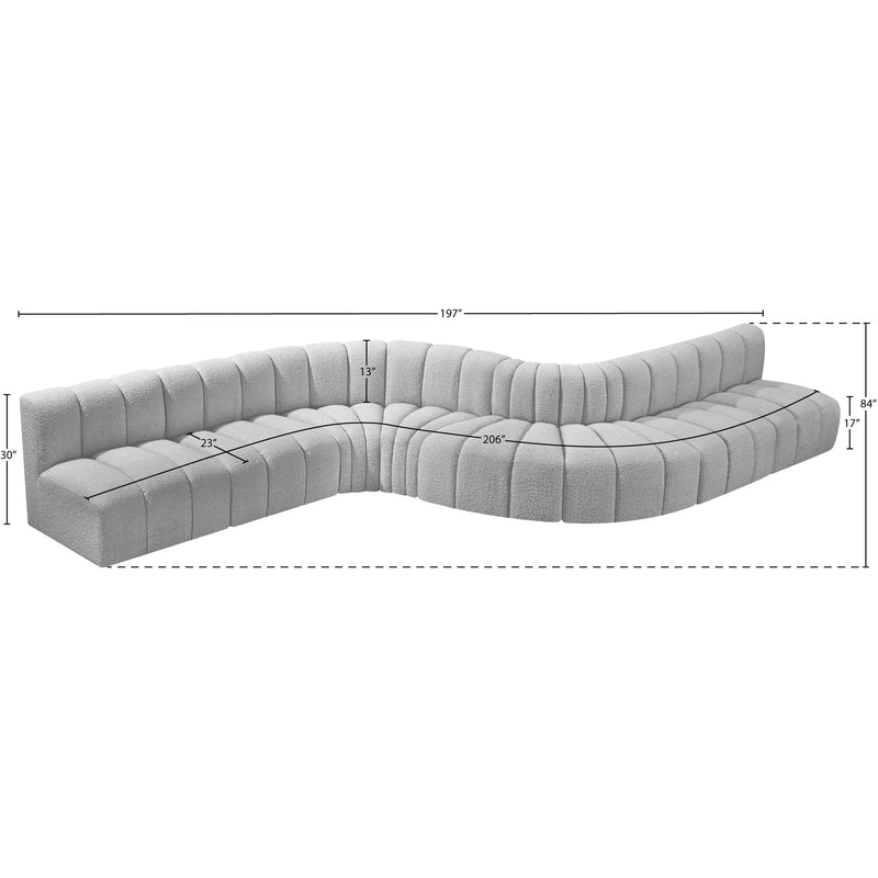 Meridian Arc Grey Boucle Fabric 8 pc Modular Sectional IMAGE 10