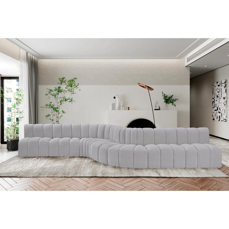 Meridian Arc Grey Boucle Fabric 8 pc Modular Sectional IMAGE 2