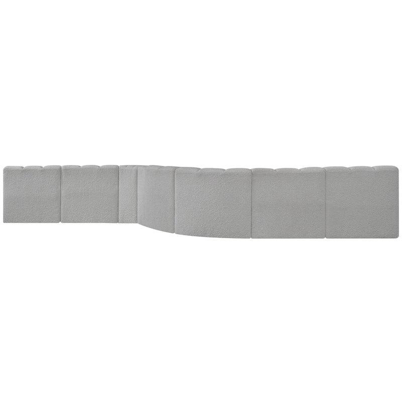 Meridian Arc Grey Boucle Fabric 8 pc Modular Sectional IMAGE 3