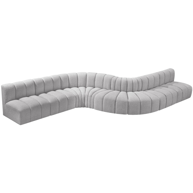Meridian Arc Grey Boucle Fabric 8 pc Modular Sectional IMAGE 4