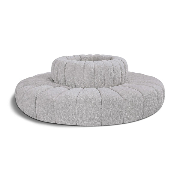 Meridian Arc Grey Boucle Fabric 8 pc Modular Sectional IMAGE 1