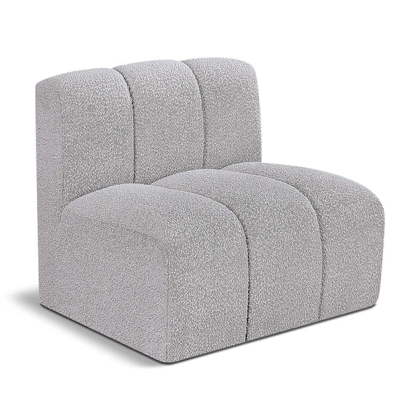 Meridian Arc Grey Boucle Fabric Straight Chair IMAGE 1