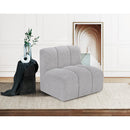 Meridian Arc Grey Boucle Fabric Straight Chair IMAGE 2