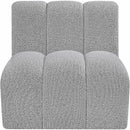 Meridian Arc Grey Boucle Fabric Straight Chair IMAGE 4