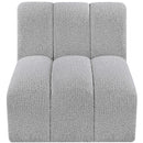 Meridian Arc Grey Boucle Fabric Straight Chair IMAGE 5