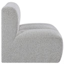 Meridian Arc Grey Boucle Fabric Straight Chair IMAGE 6