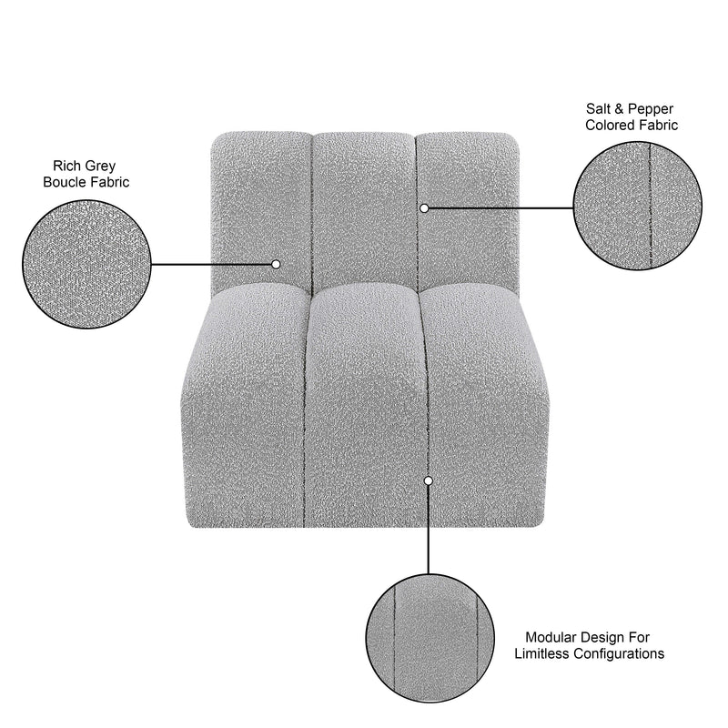 Meridian Arc Grey Boucle Fabric Straight Chair IMAGE 7