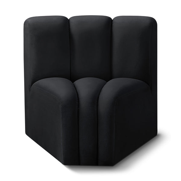 Meridian Arc Black Velvet Curved Corner IMAGE 1