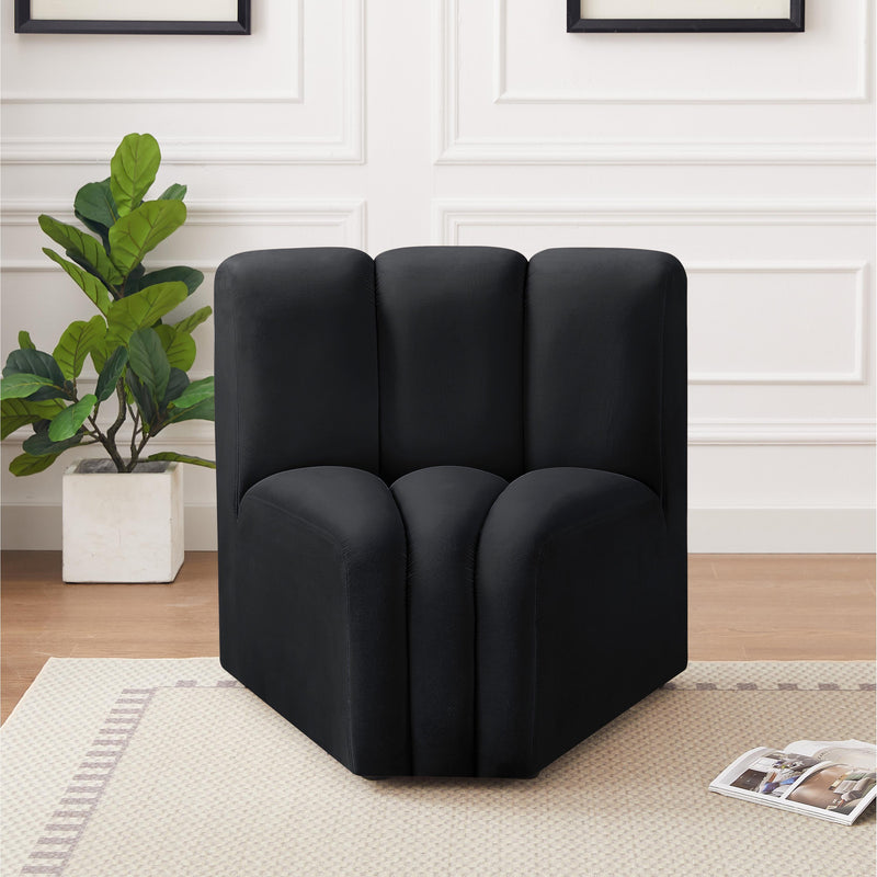 Meridian Arc Black Velvet Curved Corner IMAGE 2