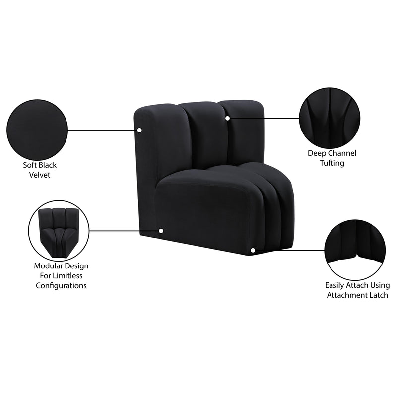Meridian Arc Black Velvet Curved Corner IMAGE 8