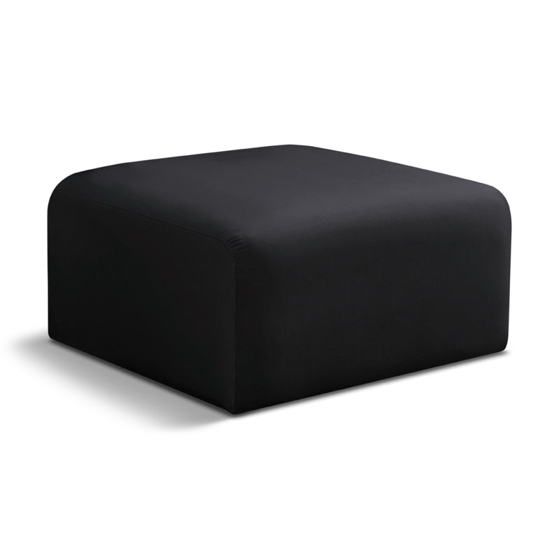 Meridian Arc Black Velvet Ottoman IMAGE 1