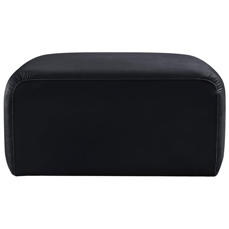 Meridian Arc Black Velvet Ottoman IMAGE 3