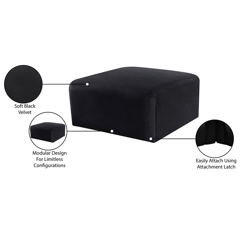 Meridian Arc Black Velvet Ottoman IMAGE 7
