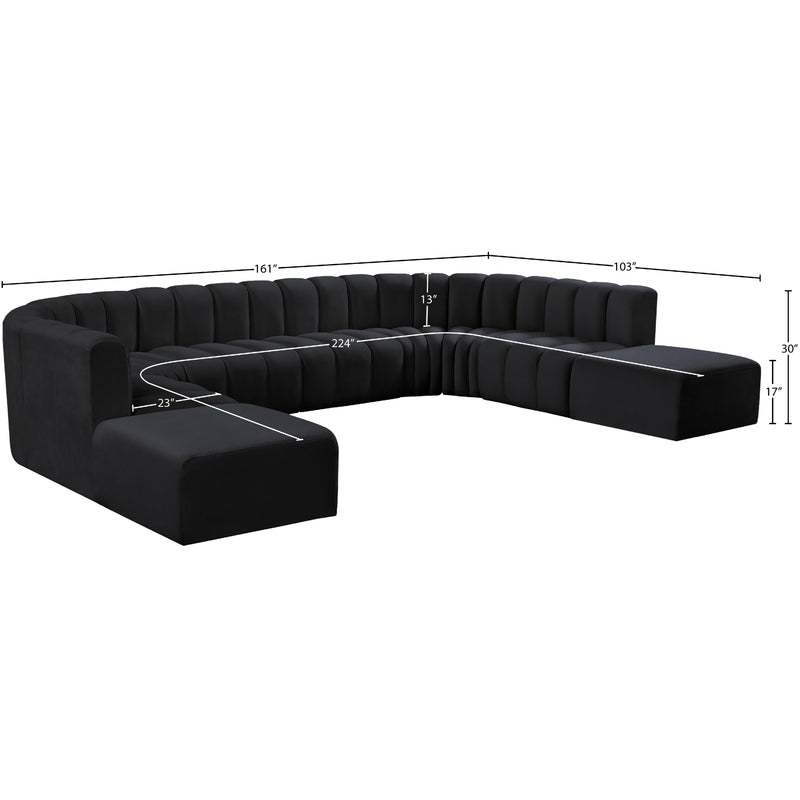 Meridian Arc Black Velvet 10 pc Modular Sectional IMAGE 16
