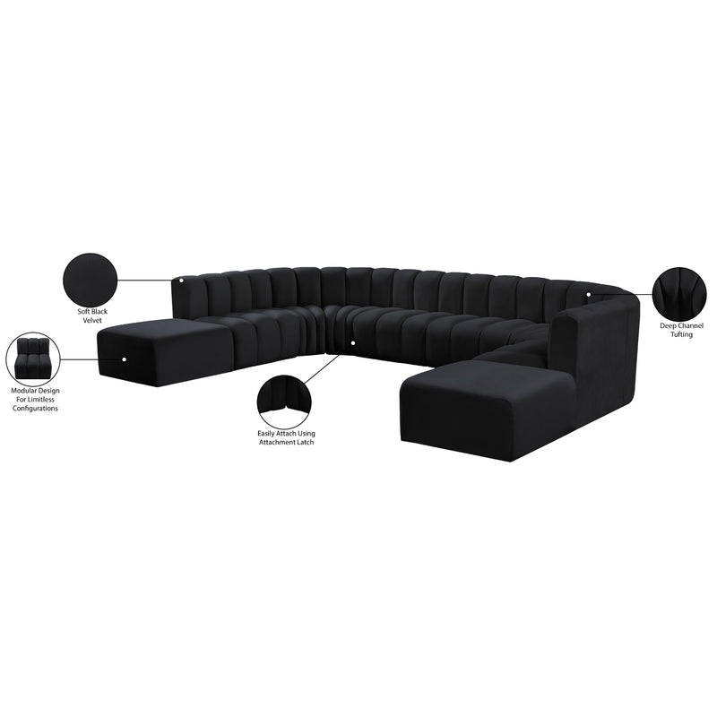 Meridian Arc Black Velvet 10 pc Modular Sectional IMAGE 17