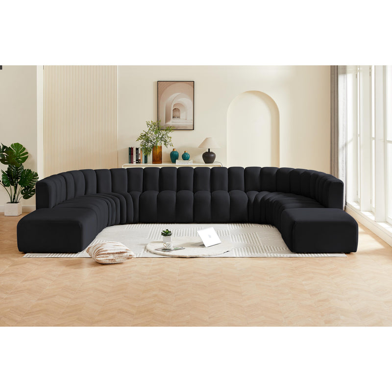 Meridian Arc Black Velvet 10 pc Modular Sectional IMAGE 2