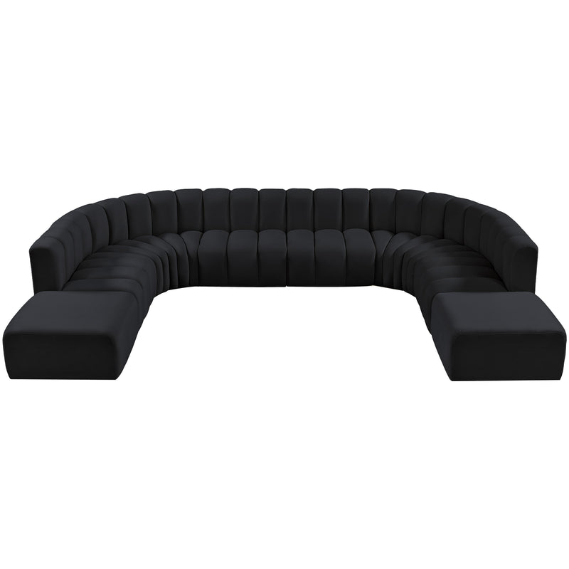 Meridian Arc Black Velvet 10 pc Modular Sectional IMAGE 4