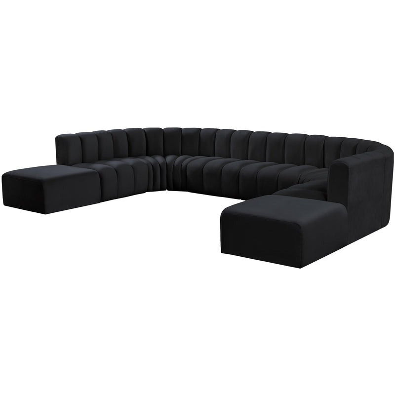 Meridian Arc Black Velvet 10 pc Modular Sectional IMAGE 5